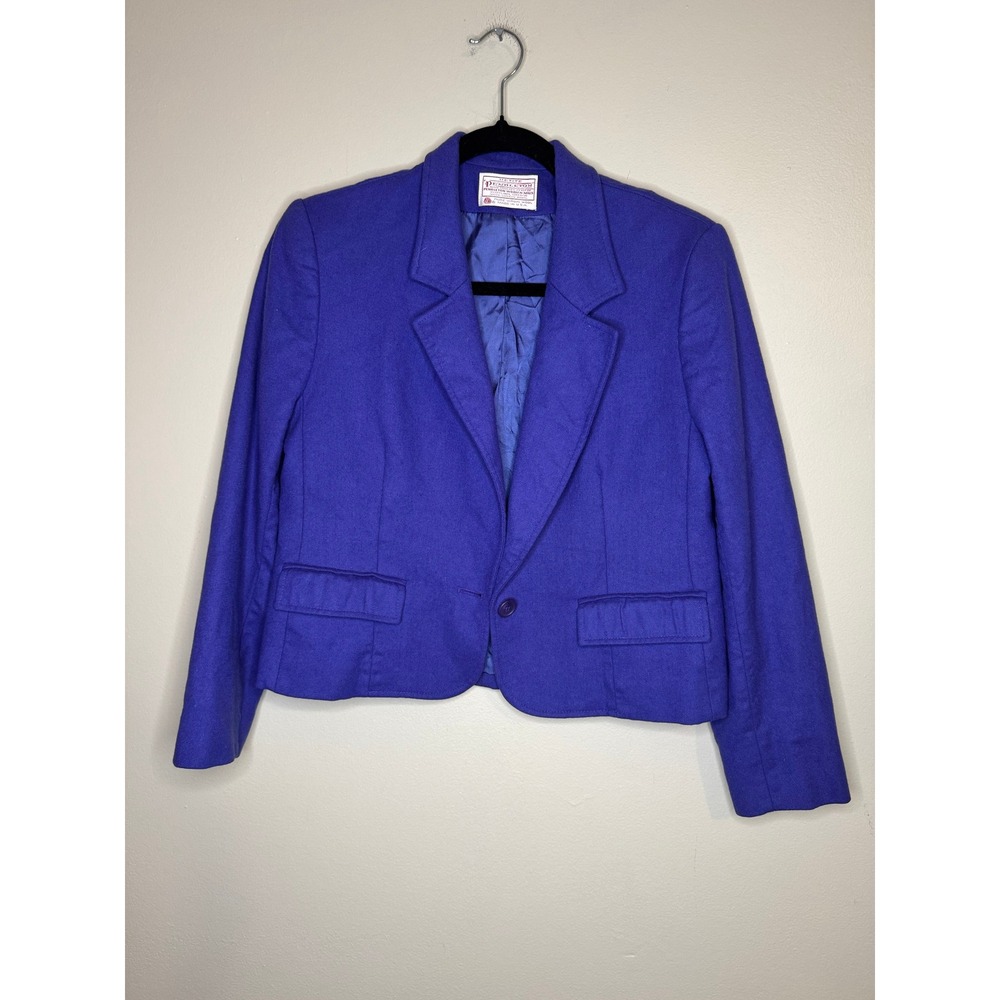 Petite Pendleton Vintage Purple Virgin Wool Blazer Jacket Size 10 Made in USA